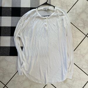 Wildfox White Long Sleeve Henley Shirt